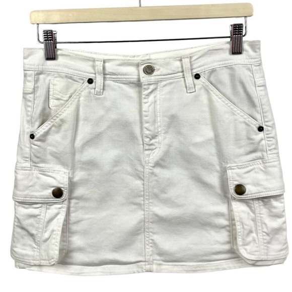 Burberry Brit White Cargo Stretch Denim Mini Skirt Size 4 - Picture 3 of 11